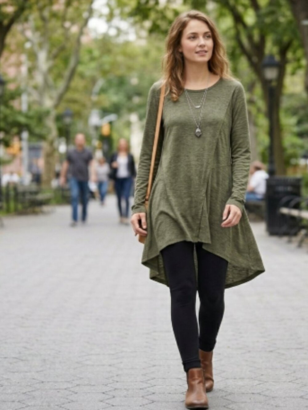 Cut Loose Olive Green Melange Asymmetric Overlay Tunic Top M